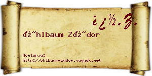 Öhlbaum Zádor névjegykártya
